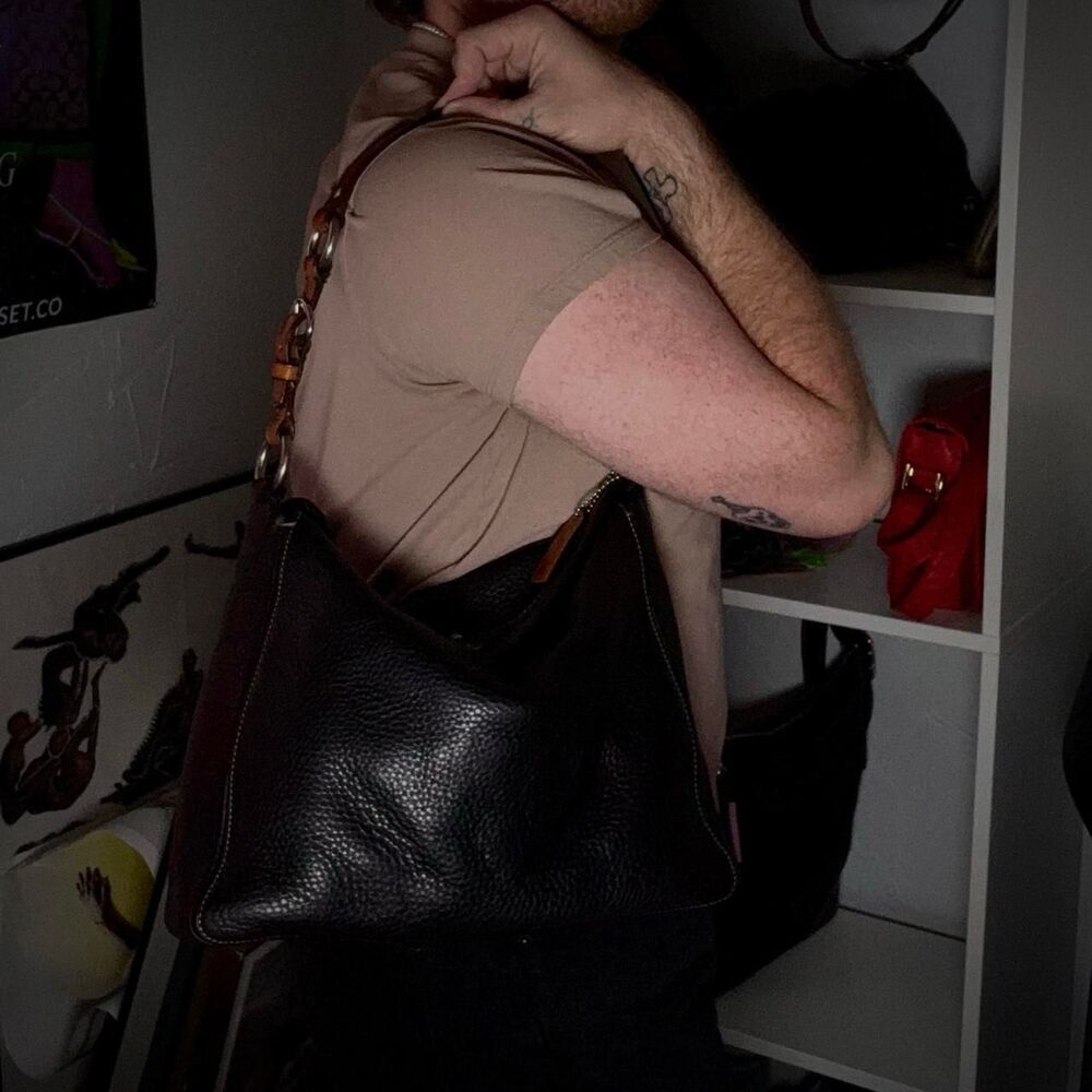 Vintage Coach Black Pebbled Leather Chelsea Hobo - Picture 3 of 8